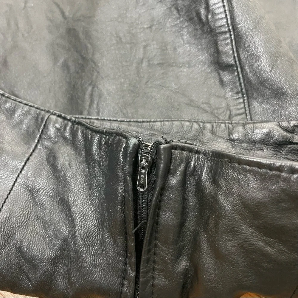 Vintage 90s Y2K black lambskin leather skirt small - Picture 10 of 11